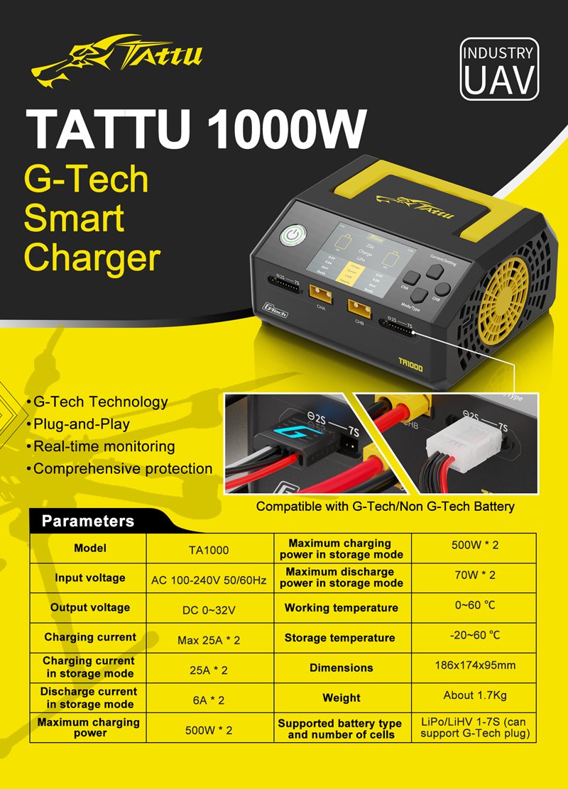 Chargers for drone batteries Tattu (Marke von Grepow) TA1000
