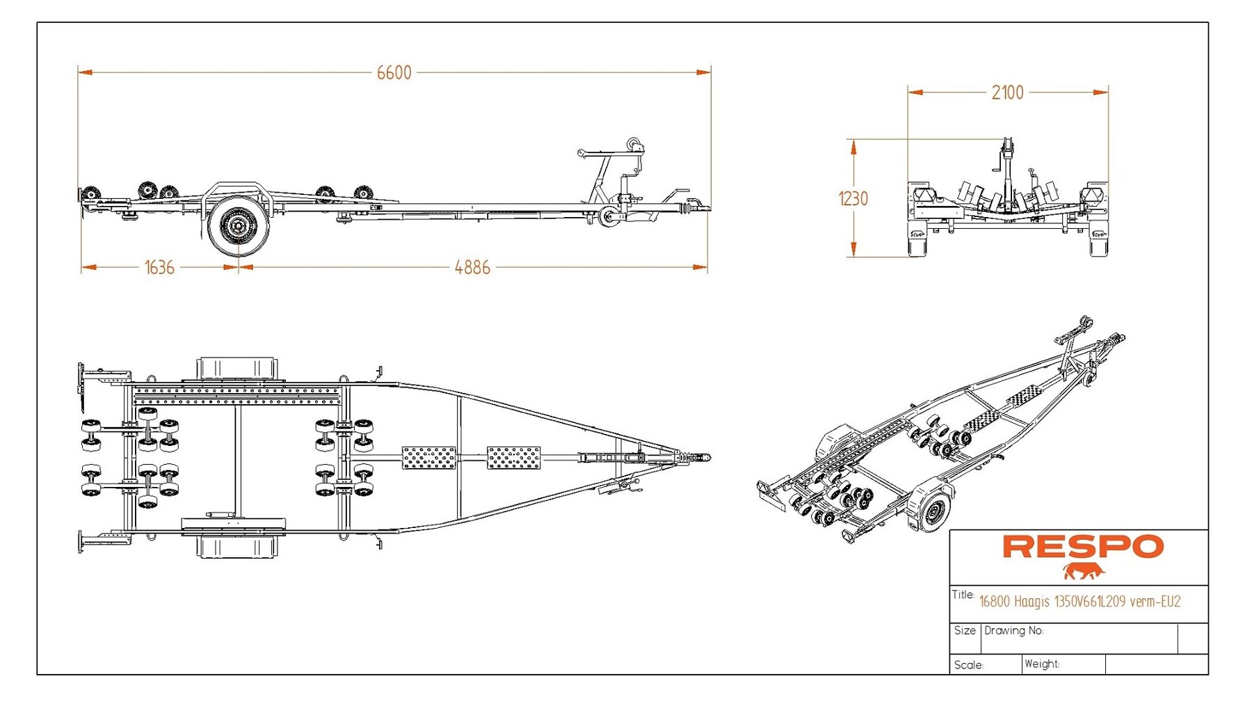Car trailers up to 3.5 t Respo 1350V651L209
